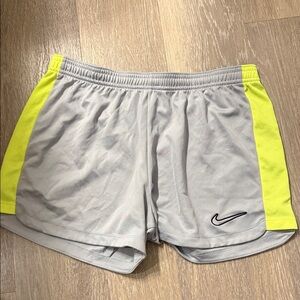 Nike Women's Athletic Shorts in Gray with Yellow Accents